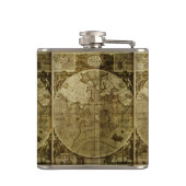 Klassieke oude wereldkaarten het Wereldbol Heupfles (Achterkant)