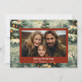 Klassieke Ouderwetse kerstboom vakantiefoto Feestdagenkaart (Voorkant)