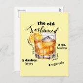Klassieke Ouderwetse Recept Cocktail Art Briefkaart (Voorkant / Achterkant)