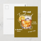 Klassieke Ouderwetse Recept Cocktail Art Briefkaart (Voorkant / Achterkant)