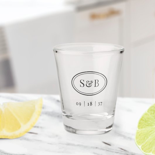 Klassieke ovale monogram trouw shot glas