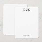 Klassieke Paar Monogram Namen Bruiloft Dank u Notitiekaartje (Voorkant / Achterkant)