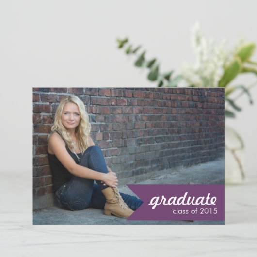 Klassieke Paarse aankondiging van het Afstuderen - (Staand voorkant)