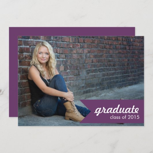 Klassieke Paarse aankondiging van het Afstuderen - (Voorkant / Achterkant)