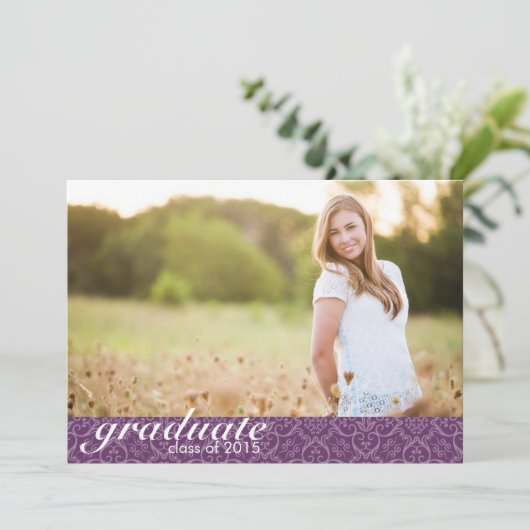 Klassieke Paarse aankondiging van het Afstuderen - (Staand voorkant)