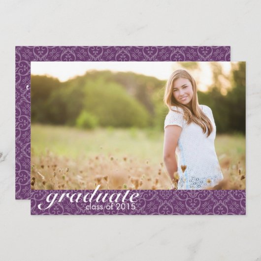 Klassieke Paarse aankondiging van het Afstuderen - (Voorkant / Achterkant)