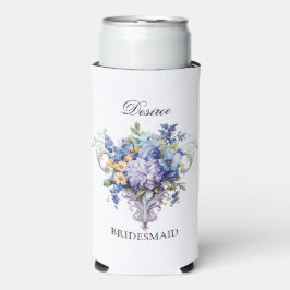 Klassieke Paarse Bloemen Bruidsmeisje Voorstel Cad Seltzer Blikjeskoeler