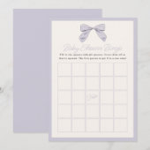 Klassieke Paarse Bow Baby shower Game Bingo Kaart (Voorkant / Achterkant)