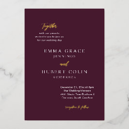 Klassieke Paarse elegante bruiloft Folie Uitnodiging