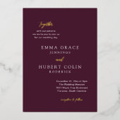 Klassieke Paarse elegante bruiloft Folie Uitnodiging (Voorkant)