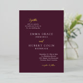 Klassieke Paarse elegante bruiloft Folie Uitnodiging (Staand Voorkant)