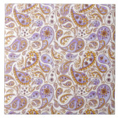 Klassieke Paarse en bruine  Paisley Pattern Tegeltje (Voorkant)