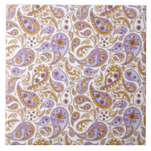 Klassieke Paarse en bruine  Paisley Pattern Tegeltje