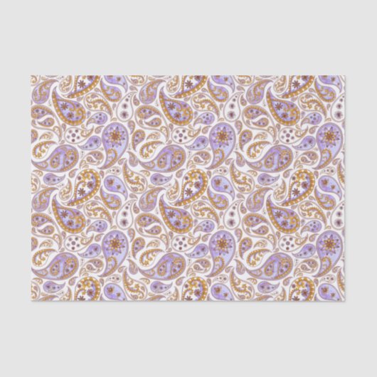 Klassieke Paarse en bruine  Paisley Pattern Tissuepapier (Voorkant)