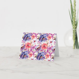 Klassieke Paarse en roze platte notiecards Bedankkaart