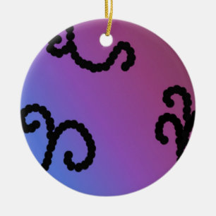 Klassieke paarse en zwarte kralenwerveling keramisch ornament