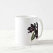 Klassieke  paarse en zwarte orchidee koffie mok (Voorkant rechts)