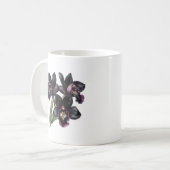 Klassieke  paarse en zwarte orchidee koffie mok (Voorkant links)