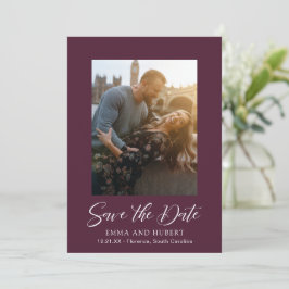Klassieke Paarse foto Elegant bruiloft Save The Date
