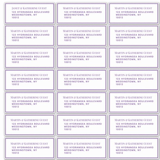 Klassieke paarse gastmailinglabels 21 per vel sticker (Voorkant)