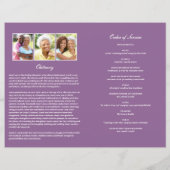 Klassieke Paarse Loving Memory Funeral Program (Achterkant)