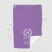 Klassieke Paarse Monogram Naam Krans Aangepast Golfhanddoek (Insitu)