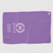 Klassieke Paarse Monogram Naam Krans Aangepast Golfhanddoek (Horizontaal)