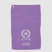 Klassieke Paarse Monogram Naam Krans Aangepast Golfhanddoek (Voorkant)