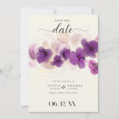 Klassieke Paarse orchidee Modern Boho foto bruilof Save The Date (Voorkant)