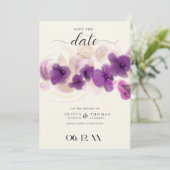 Klassieke Paarse orchidee Modern Boho foto bruilof Save The Date (Staand voorkant)