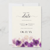 Klassieke Paarse orchidee Modern Stijlvol fotohuwe Save The Date (Voorkant)