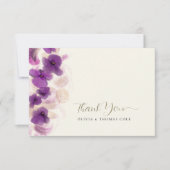 Klassieke Paarse orchideeën Gold Weddenschap Harte Bedankkaart (Voorkant)