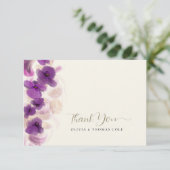 Klassieke Paarse orchideeën Gold Weddenschap Harte Bedankkaart (Staand voorkant)