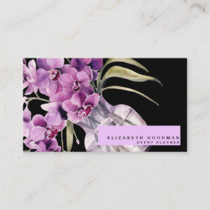 Klassieke Paarse Orchideeën Zwarte Visitekaartjes