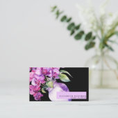 Klassieke Paarse Orchideeën Zwarte Visitekaartjes (Staand voorkant)
