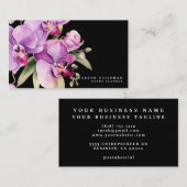 Klassieke Paarse Orchideeën Zwarte Visitekaartjes (Voorkant / Achterkant)