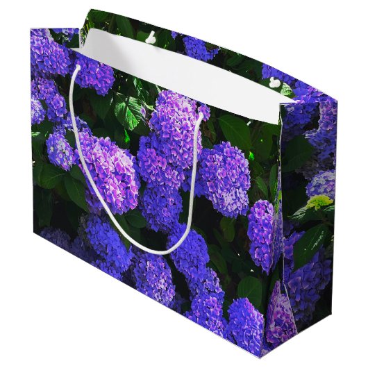 Klassieke Paarse Realistic Hydrangea Gift Bag Groot Cadeauzakje (Achterkant Gekanteld)