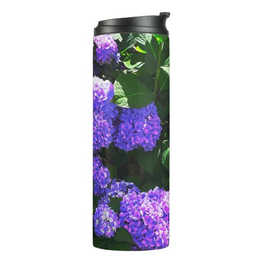 Klassieke Paarse Realistic Hydrangea Thermal Tumbl Thermosbeker (Gedraaid links)