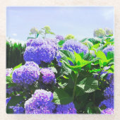 Klassieke Paarse Realistische Hydrangea Onderzette Glazen Onderzetter (Voorkant)