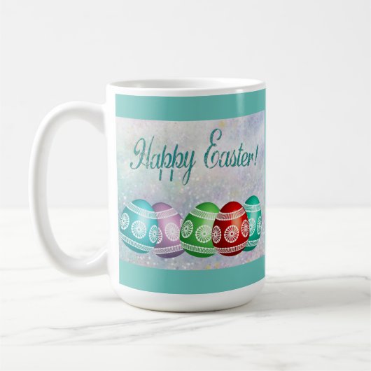 Klassieke Paaseieren Mok Kleurrijke Eieren & Blauw (Links)