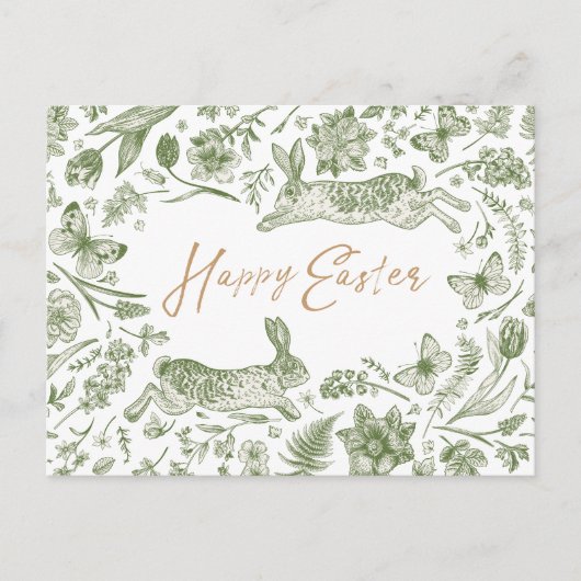 Klassieke Paaswaterverf Plat Vakantiekaart Feestdagenkaart (Voorkant)