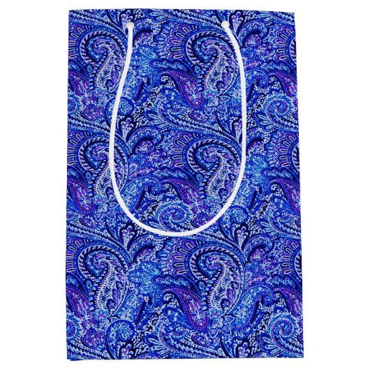 Klassieke Paisley Vibrant Blue Medium Gift Bag Cadeauzakje (Voorkant)