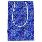 Klassieke Paisley Vibrant Blue Medium Gift Bag Medium Cadeauzakje (Voorkant)