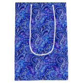 Klassieke Paisley Vibrant Blue Medium Gift Bag Medium Cadeauzakje (Achterkant)
