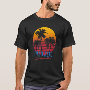 Klassieke Palo Alto Californië Palmbomen Zonsonder T-shirt