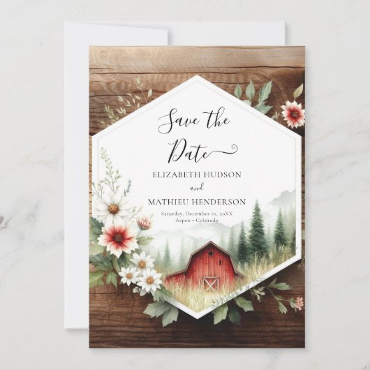 Klassieke Pampas Grass Barnyard Wedding Save The Date (Voorkant)