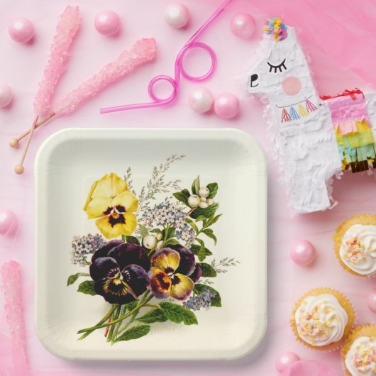 Klassieke Pansies Papieren Bordje (Feest)