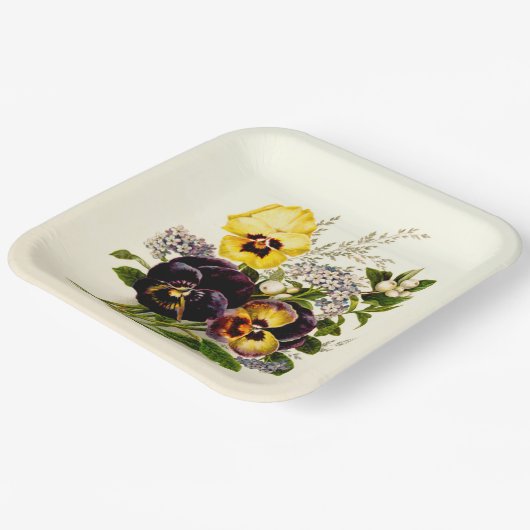 Klassieke Pansies Papieren Bordje (Gebogen)