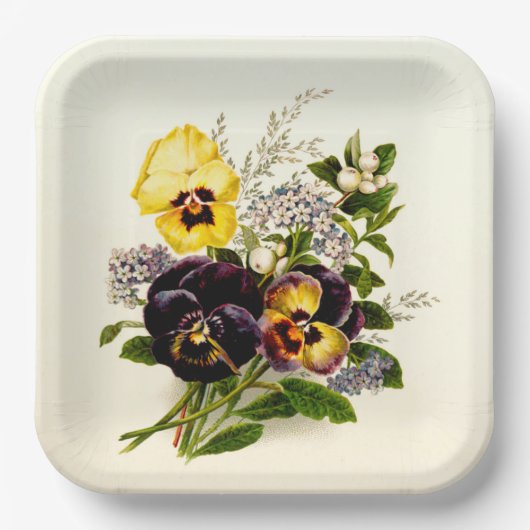 Klassieke Pansies Papieren Bordje (Voorkant)
