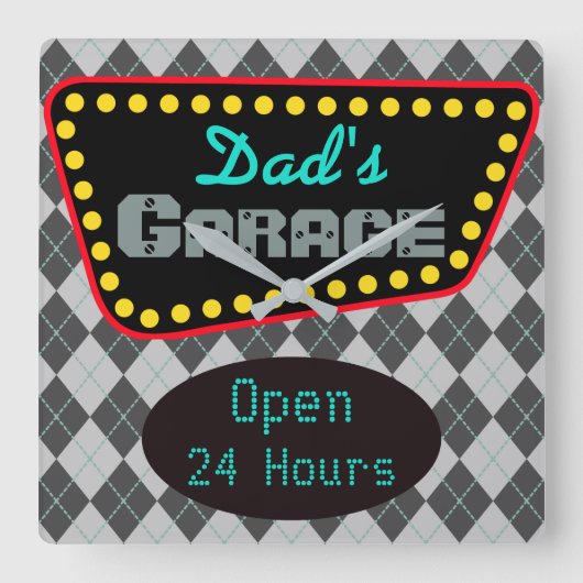 Klassieke Papa's Garage Wandklok Gift (Voorkant)